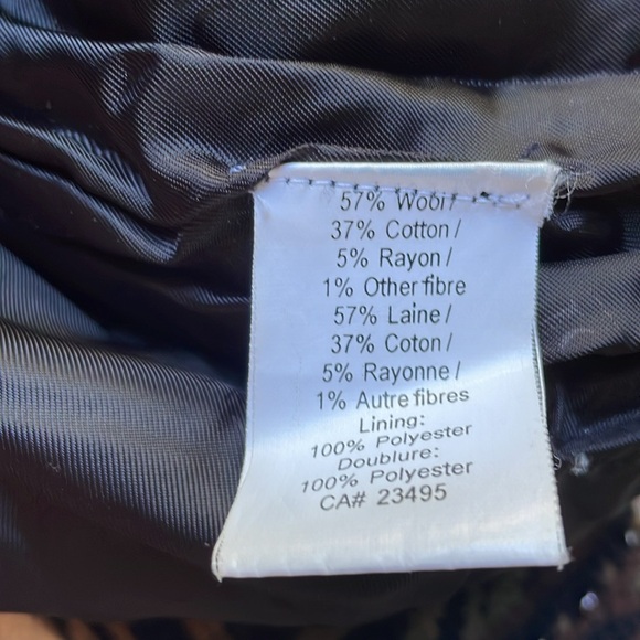 Icelandic Design Large Black/Olive/Brown print wool zip up sweater. - Picture 8 of 9